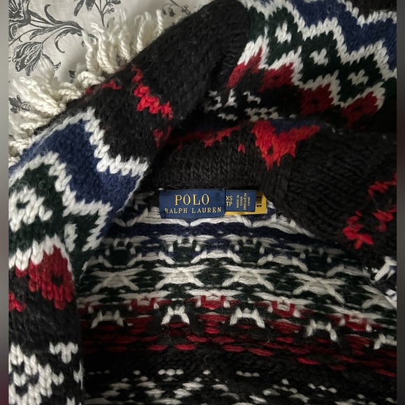 Polo by Ralph Lauren Black and Cream Fair Isle Cardigan - Picture 15 of 16